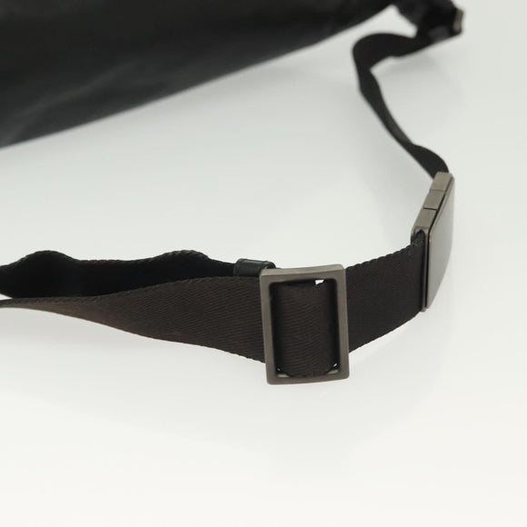 BOTTEGA VENETA INTRECCIATO Waist Bag Leather Black Silver Auth 137678