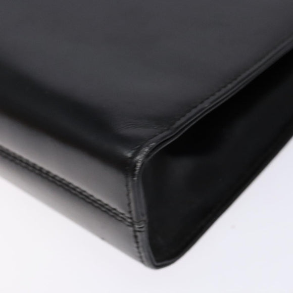 Salvatore Ferragamo Gancini Chain Shoulder Bag Leather Black Gold Auth 137680