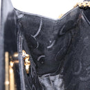 Salvatore Ferragamo Gancini Chain Shoulder Bag Leather Black Gold Auth 137680-18