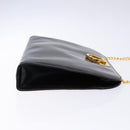 Salvatore Ferragamo Gancini Chain Shoulder Bag Leather Black Gold Auth 137680-3