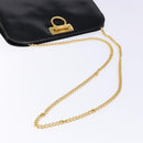 Salvatore Ferragamo Gancini Chain Shoulder Bag Leather Black Gold Auth 137680-7