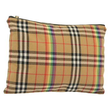 BURBERRY Nova Check Document Case Canvas Beige Gold Auth 137682