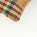 BURBERRY Nova Check Document Case Canvas Beige Gold Auth 137682-16