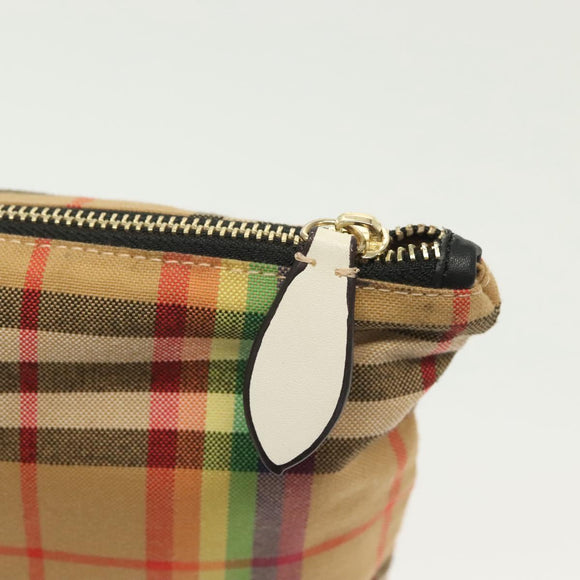 BURBERRY Nova Check Document Case Canvas Beige Gold Auth 137682