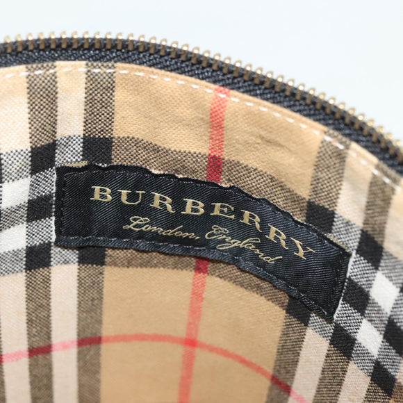 BURBERRY Nova Check Document Case Canvas Beige Gold Auth 137682