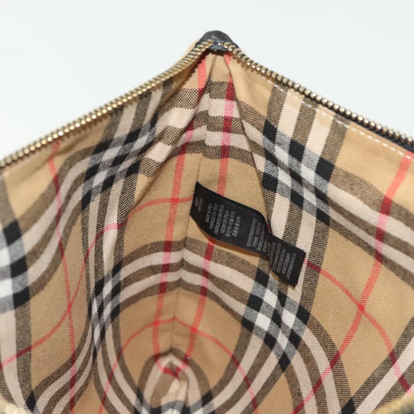 BURBERRY Nova Check Document Case Canvas Beige Gold Auth 137682