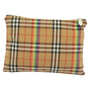 BURBERRY Nova Check Document Case Canvas Beige Gold Auth 137682-2