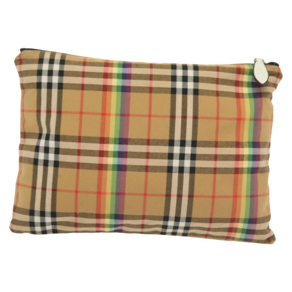 BURBERRY Nova Check Document Case Canvas Beige Gold Auth 137682