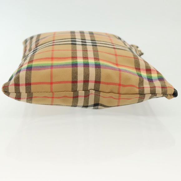 BURBERRY Nova Check Document Case Canvas Beige Gold Auth 137682