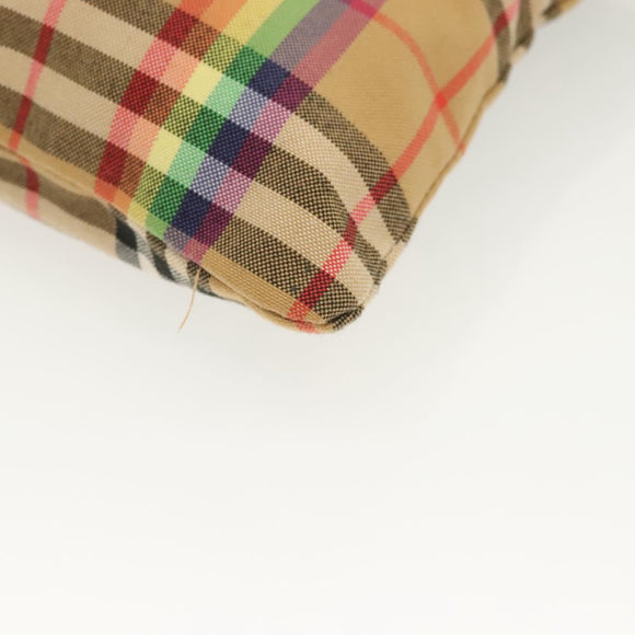 BURBERRY Nova Check Document Case Canvas Beige Gold Auth 137682