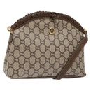 GUCCI GG Plus Supreme Shoulder Bag PVC Beige Gold Auth 137701-1