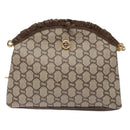 GUCCI GG Plus Supreme Shoulder Bag PVC Beige Gold Auth 137701-13