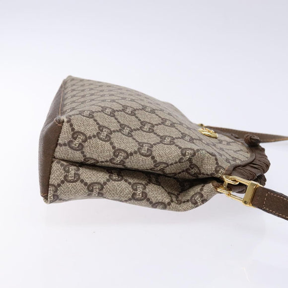 GUCCI GG Plus Supreme Shoulder Bag PVC Beige Gold Auth 137701