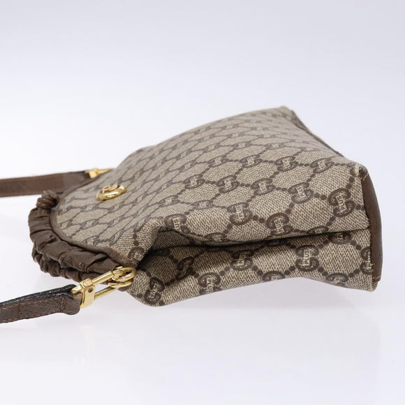 GUCCI GG Plus Supreme Shoulder Bag PVC Beige Gold Auth 137701