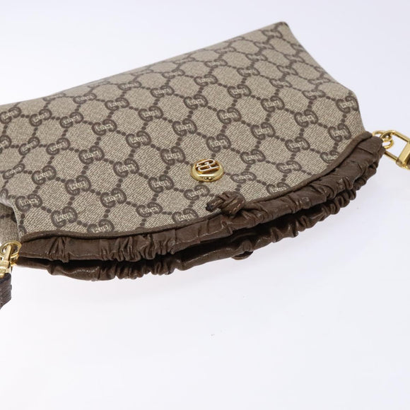 GUCCI GG Plus Supreme Shoulder Bag PVC Beige Gold Auth 137701