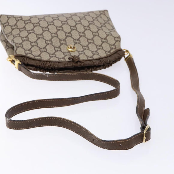 GUCCI GG Plus Supreme Shoulder Bag PVC Beige Gold Auth 137701