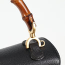 GUCCI Bamboo Hand Bag Leather Black Gold 001 1781 1577 0 Auth 137706A-10
