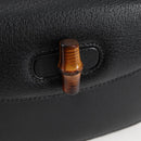 GUCCI Bamboo Hand Bag Leather Black Gold 001 1781 1577 0 Auth 137706A-17