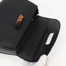 GUCCI Bamboo Hand Bag Leather Black Gold 001 1781 1577 0 Auth 137706A-18