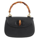 GUCCI Bamboo Hand Bag Leather Black Gold 001 1781 1577 0 Auth 137706A-13