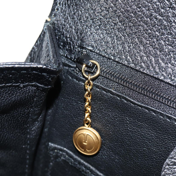 GUCCI Bamboo Hand Bag Leather Black Gold 001 1781 1577 0 Auth 137706A