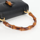 GUCCI Bamboo Hand Bag Leather Black Gold 001 1781 1577 0 Auth 137706A-7