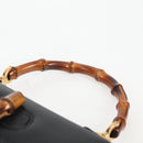 GUCCI Bamboo Hand Bag Leather Black Gold 001 1781 1577 0 Auth 137706A-8