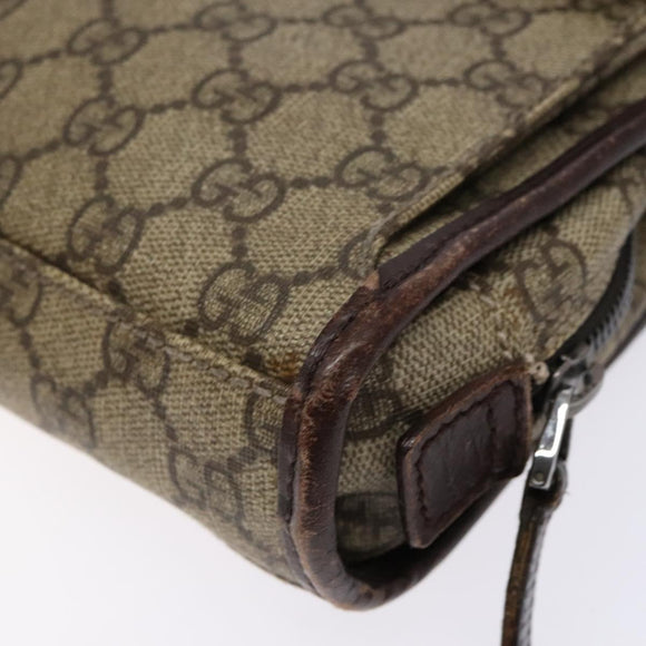 GUCCI GG Supreme Clutch Bag PVC Beige Silver 108844 Auth 137718