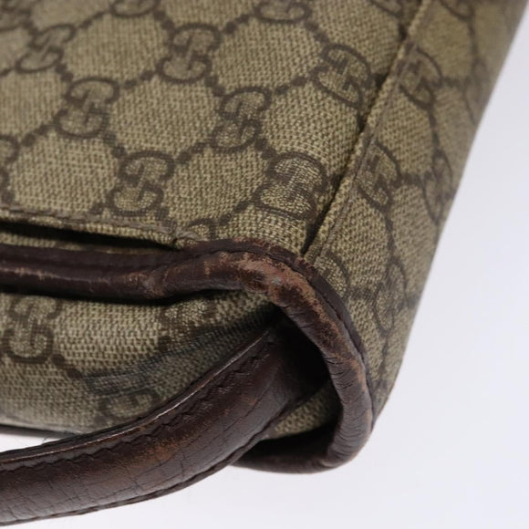 GUCCI GG Supreme Clutch Bag PVC Beige Silver 108844 Auth 137718