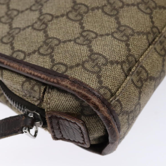 GUCCI GG Supreme Clutch Bag PVC Beige Silver 108844 Auth 137718