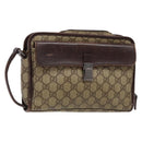 GUCCI GG Supreme Clutch Bag PVC Beige Silver 108844 Auth 137718-1