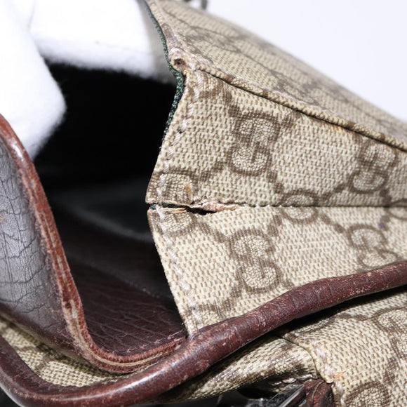 GUCCI GG Supreme Clutch Bag PVC Beige Silver 108844 Auth 137718