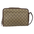 GUCCI GG Supreme Clutch Bag PVC Beige Silver 108844 Auth 137718-3