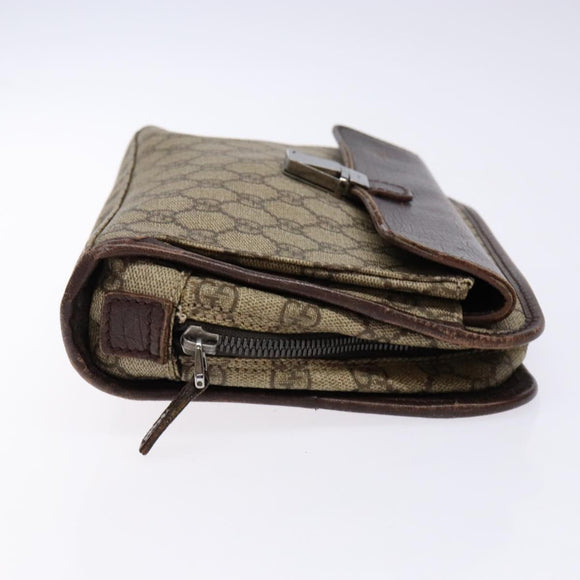 GUCCI GG Supreme Clutch Bag PVC Beige Silver 108844 Auth 137718