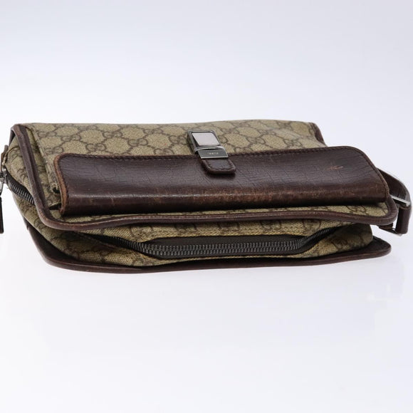 GUCCI GG Supreme Clutch Bag PVC Beige Silver 108844 Auth 137718