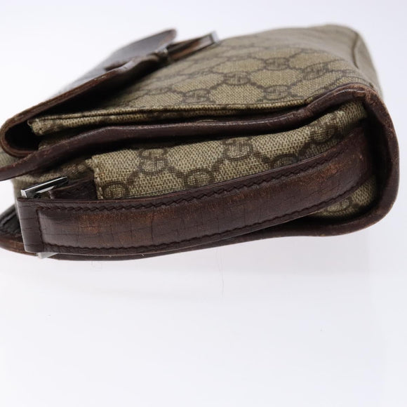 GUCCI GG Supreme Clutch Bag PVC Beige Silver 108844 Auth 137718