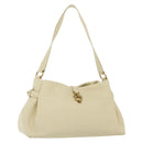 Salvatore Ferragamo Gancini Shoulder Bag Leather White Gold Auth 137725-1