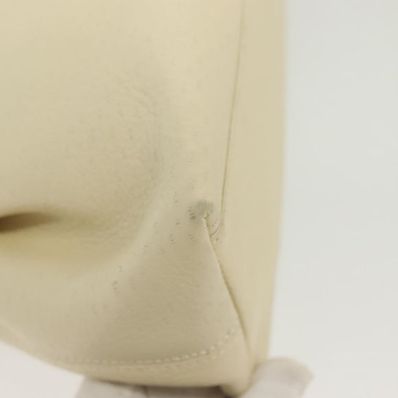 Salvatore Ferragamo Gancini Shoulder Bag Leather White Gold Auth 137725