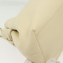 Salvatore Ferragamo Gancini Shoulder Bag Leather White Gold Auth 137725-15