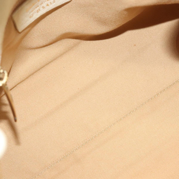 Salvatore Ferragamo Gancini Shoulder Bag Leather White Gold Auth 137725