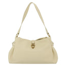 Salvatore Ferragamo Gancini Shoulder Bag Leather White Gold Auth 137725-13