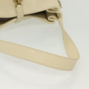 Salvatore Ferragamo Gancini Shoulder Bag Leather White Gold Auth 137725-7