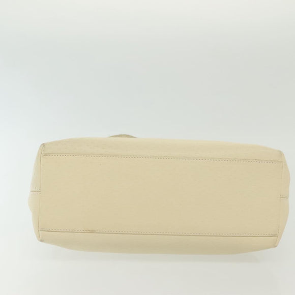 Salvatore Ferragamo Gancini Shoulder Bag Leather White Gold Auth 137725