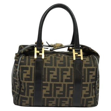 FENDI Zucca Canvas Hand Bag Brown Black gold Auth 137734 - 0