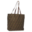 FENDI Zucca Canvas Tote Bag Black Brown Auth 137741-1