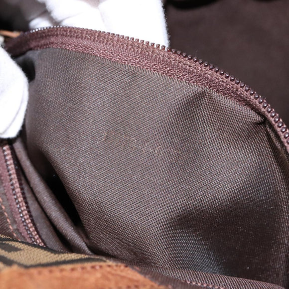 FENDI Zucca Canvas Tote Bag Black Brown Auth 137741