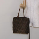 FENDI Zucca Canvas Tote Bag Black Brown Auth 137741-23