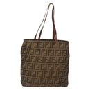 FENDI Zucca Canvas Tote Bag Black Brown Auth 137741-13