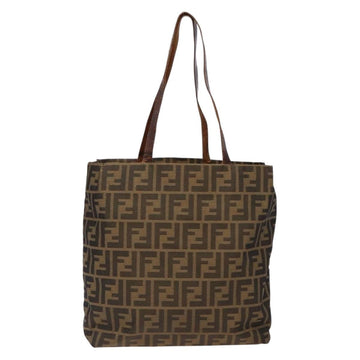 FENDI Zucca Canvas Tote Bag Black Brown Auth 137741 - 0