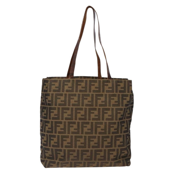 FENDI Zucca Canvas Tote Bag Black Brown Auth 137741